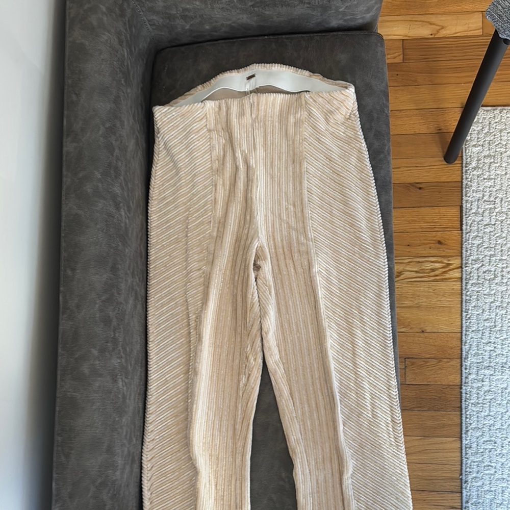 Free People Cream Striped Pants